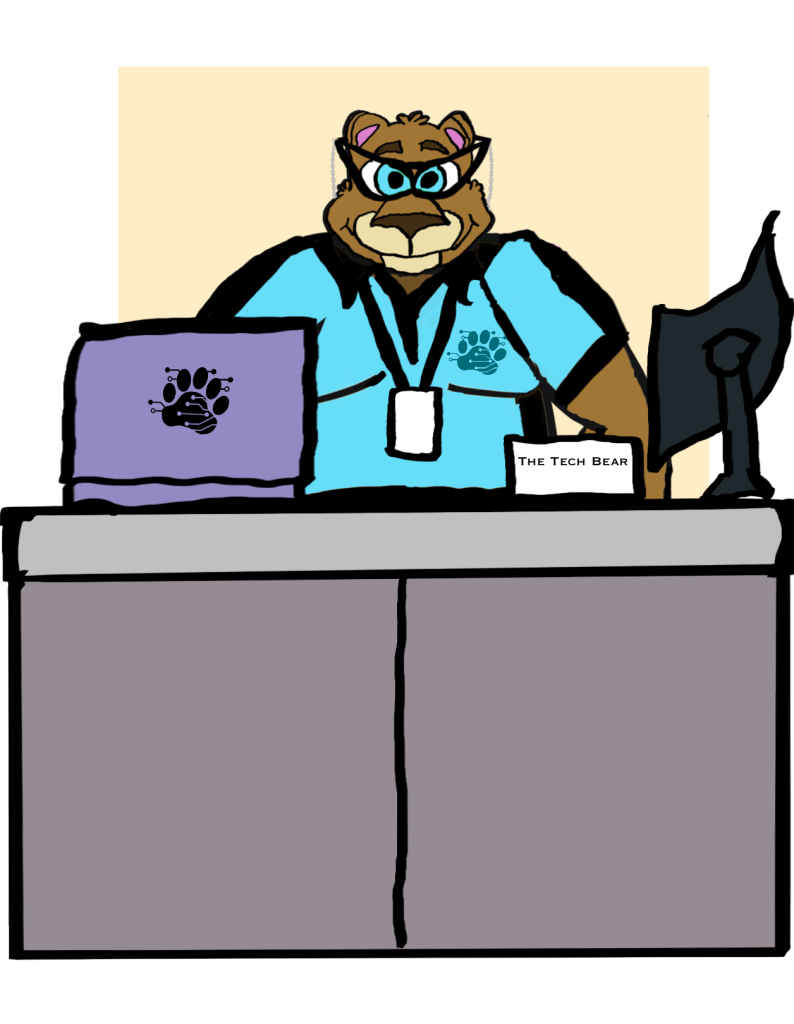 Image of a cartoon bear with Gymnarctos Studios branding